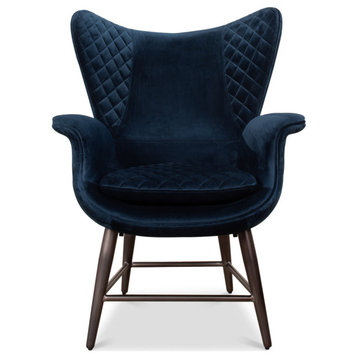 Wings Accent Chair Blue Velvet - Egg Chair