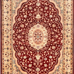 Red Persian Kirman Rug 4' x 6' 2" - Area Rugs