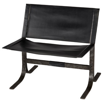 Alessa Leather Sling Chair, Black