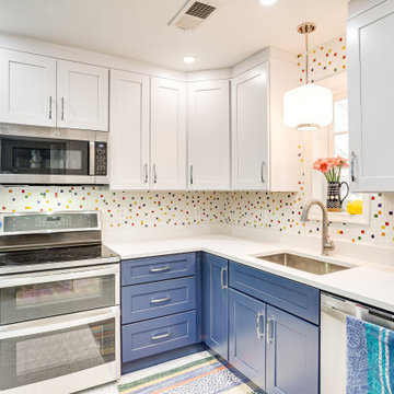 White and Blue Kitchen Design Chevy Chase, MD