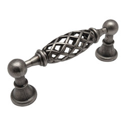 Cosmas - Cosmas 1749-96WN Weathered Nickel 3-3/4&rdquo; CTC (96mm) Birdcage Pull [10 PACK] - Cabinet And Drawer Handle Pulls