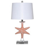 Lux Lighting - Patrick 28" Orange Starfish/Crystal Base, Set of 2 - Introducing the 28-Inch Orange Starfish Table Lamp with a dazzling crystal base, a piece that radiates coastal charm and artistic flair. This lamp is not just a source of light; it's a unique work of art that will instantly transform your space.