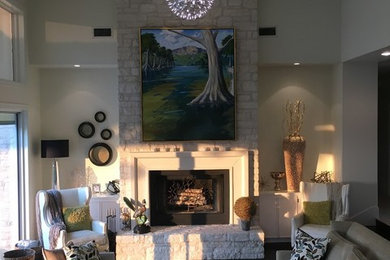 Transitional living room photo in Austin