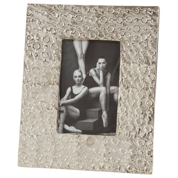 Silver Picture Frame With Circular Finish