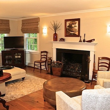 Transitional Living Room Blended w/ Collected Treasures