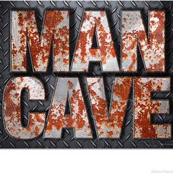 Man Cave Diamond Plate Small Metal Sign | Tin Signs | RetroPlanet.com - Novelty Signs
