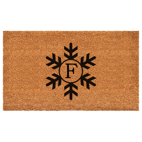 Calloway Mills Snowflake Monogram Doormat, 36"x72", Letter F