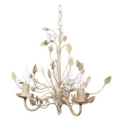 Golden Vines Metal Chandelier with Glass Birds - Chandeliers