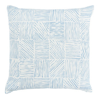 Tiah Cove Blue Leaf Floral Throw Pillow