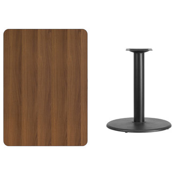 30''x42'' Rectangular Walnut Laminate Table Top With 24'' Round Table Height