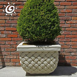 Concrete Basketweave Planter - Outdoor Pots And Planters