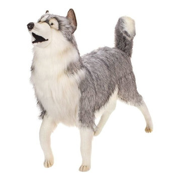 Life-Size Gray Husky Stuffed Animal