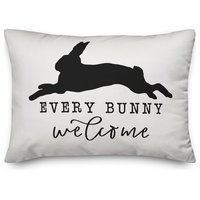 Black Every Leaping Bunny Welcome 14x20 Lumbar Pillow