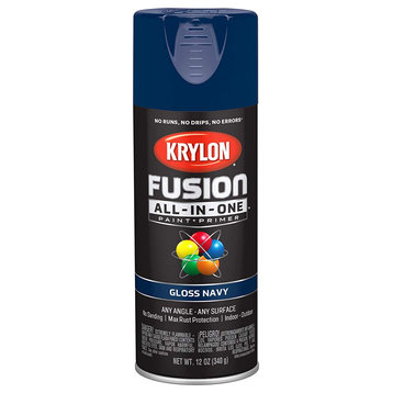 Krylon K02714007 Fusion All-In-One Paint + Primer Spray, Gloss Navy, 12 Oz