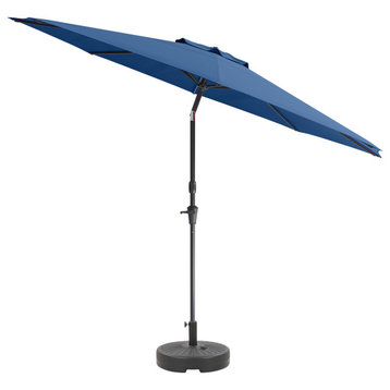 10' UV, Wind Resistant Tilting Cobalt Blue Patio Umbrella, Base