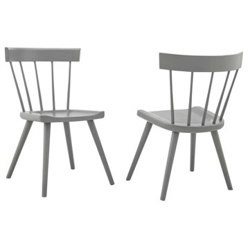 Sutter Wood Dining Side Chair Set of 2, Light Gray
