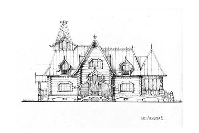 Архитектурный эскиз Терема в неорусском стиле