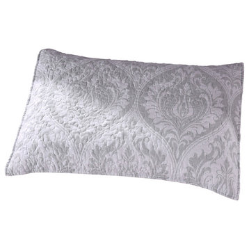 Tache 2 Piece Matelasse Floral Austere Light Gray Moon Pillow Shams 20"x30"