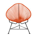Junior Indoor/Outdoor Handmade Acapulco Chair, Orange Weave, Black Frame