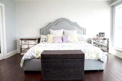 Inspiration for a mid-sized contemporary guest dark wood floor bedroom remodel in Toronto with white walls and no fireplace