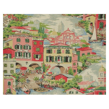 Venice Italy Fabric Pink Toile, Standard Cut