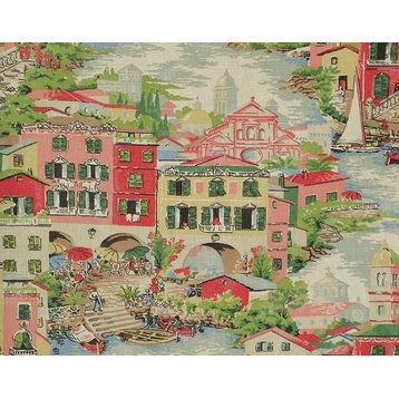 Venice Italy Fabric Pink Toile Material, Standard Cut