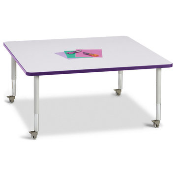 Berries Square Activity Table - 48" X 48", Mobile - Gray/Purple/Gray