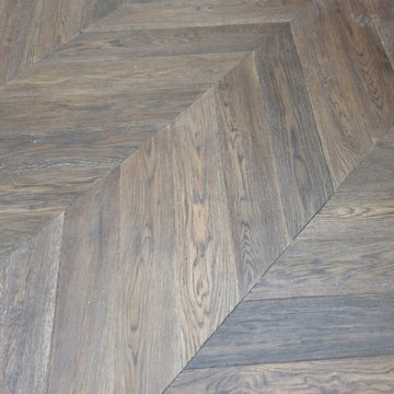 Grey stained European Oak in a chevron pattern