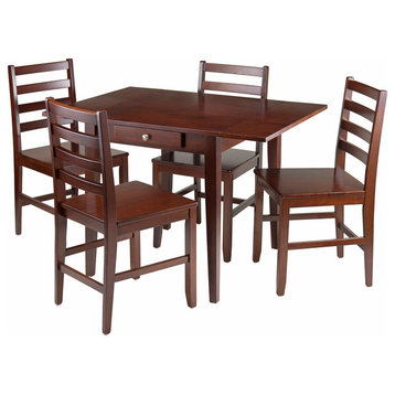 Winsome Wood Hamilton 5-Pc Drop Leaf Dining Table With 4 Ladder Back Chairs
