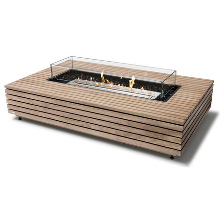 EcoSmart™ Wharf 65 Fire Table - Ethanol/Gas (Propane/Natural) Fire Pit, Teak, Ethanol Burner