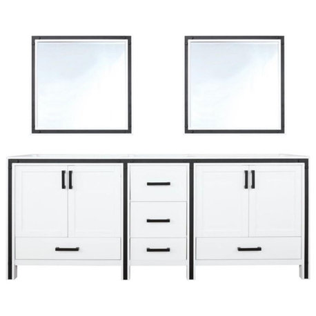 Lexora Home Ziva 80" Double Vanity with Mirrors in White