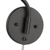 Ryleigh 1-Light Articulating Wall Sconce With Modern White Shade, Matte Black Na