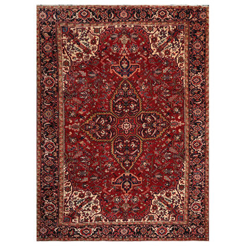 09'06''x13'01'' Rusty Red Charcoal Color Hand Knotted Persian 100% Wool Traditio