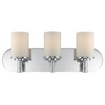 LiteSource - 3-LITE VANITY,CHROME/FROST GLASS SHADE, E27 A 60Wx3,DCI - Utlizes (but does not include) three incandescent bulbs, 60 Watts