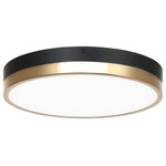 Matteo Lighting - Matteo Lighting M15301BKAG LED Flush Mount Light, Black & Aged Gold Brass Finish - A sleek and contemporary take on the traditional round flush mount. These LED flush mounts are offered with contrasting finish combinations - Black with Chrome and Aged Gold Brass with White. Tone is a versatile fixture, suitable for any room. Bulbs Included, Number of Bulbs: 1, Max Wattage: 22.50, Bulb Type: LED