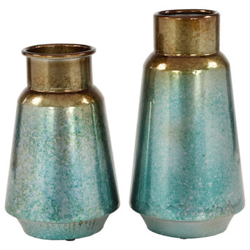 Rustic Teal Metal Vase Set 53612