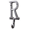 Rustic Silver Cast Iron Letter R Alphabet Wall Hook 6''