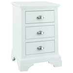 Bentley Designs - Hampstead White Painted Furniture 3-Drawer Bedside Cabinet - Hampstead White Painted 3 Drawer Bedside Table offers elegance and practicality for any home. Crisp white paint finish adds a contemporary touch to a timeless range guaranteed to make a beautiful addition to any home.