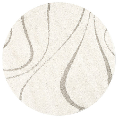 Nuloom Carolyn Modern Shag Rug, Cream 7'10"Round