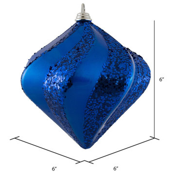 Vickerman M133202 6'' Blue Candy/Glitter Swirl Diamond Christmas Ornament