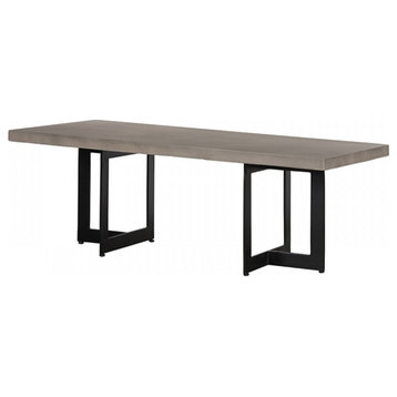 Sybille Modern Concrete and Black Metal Coffee Table