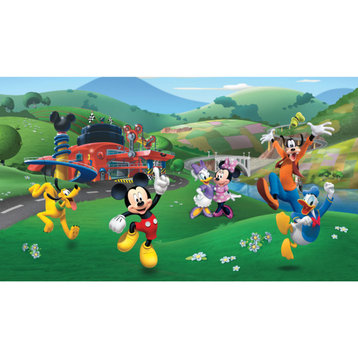 Mickey and Friends Roadster Racer XL Chair Rail Prepasted Mural, 7-Piece Set