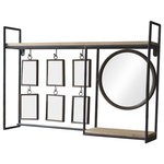 KALALOU - Wall Shelf With Mirror And Six Photo Frames - Wall shelf with mirror and six photo frames