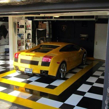 Lamborghini Garage with RaceDeck Garage Floor Tiles