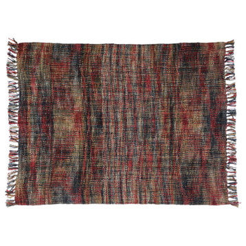 Bridger Boho Handcrafted Fabric Throw Blanket, Dark Multicolor