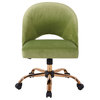 Lula Office Chair in Garden Green Fabric with Rose Gold Base