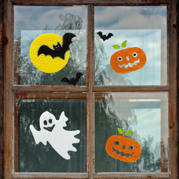 Ghost and Pumpkin Halloween Gel Window Clings