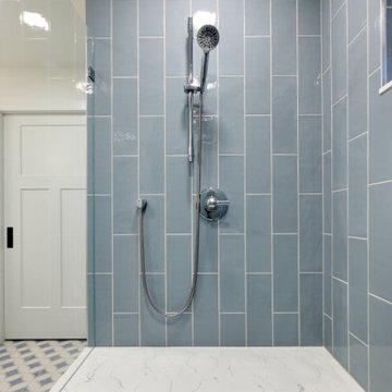 Blue Grey Transitional Bathroom