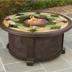 Nuriel Outdoor Gas Fire Pit with Stained Glass Top - Fire Pits