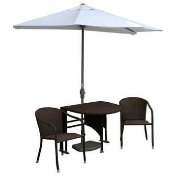 5-Piece Genevieve All-Weather Wicker Set With off-The-Wall Brella
